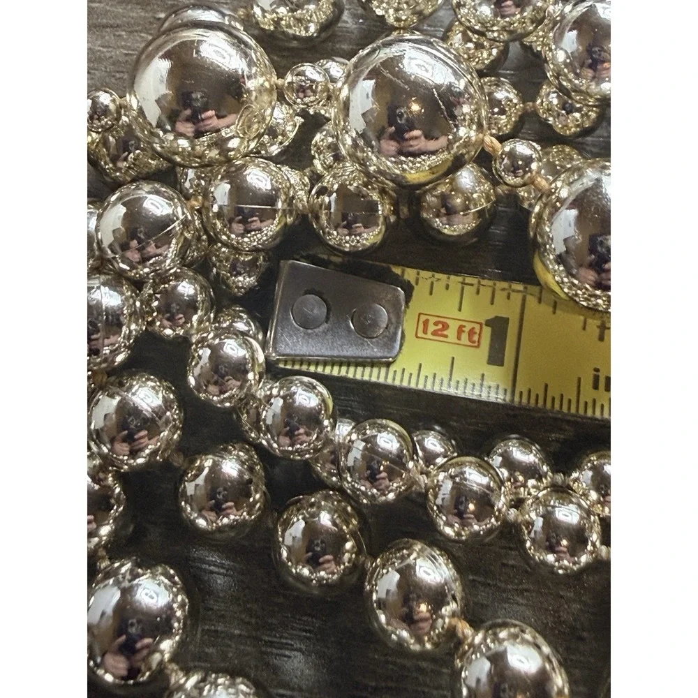 Vintage Gold Tone Ball Beaded Necklace Multi-strand Statement 15